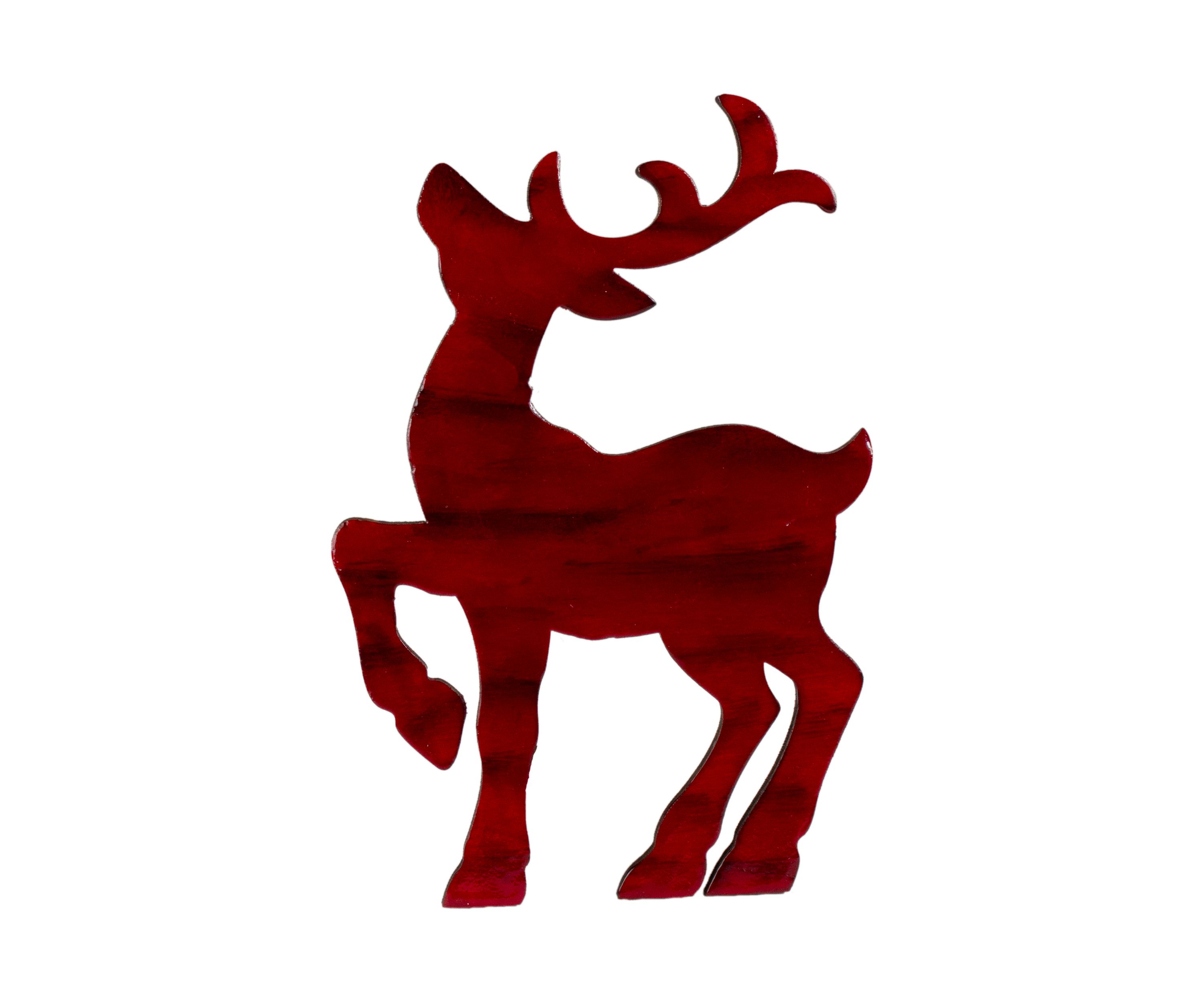 8in Red and Black Stained Standing Reindeer Christmas Tabletop Decor