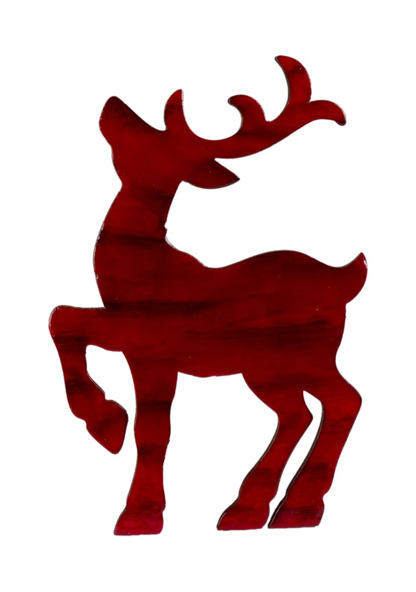 8in Red and Black Stained Standing Reindeer Christmas Tabletop Decor