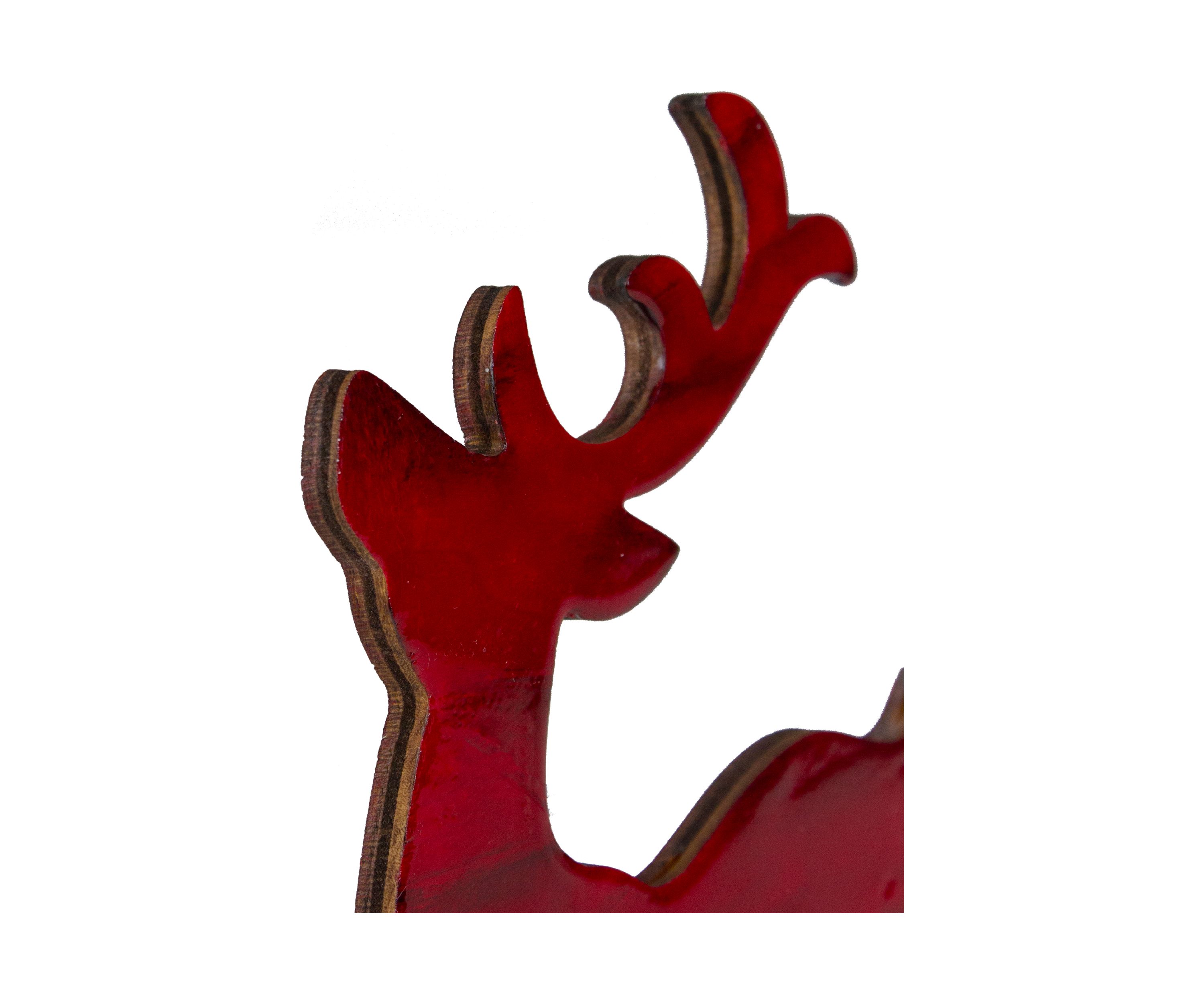 8in Red and Black Stained Standing Reindeer Christmas Tabletop Decor