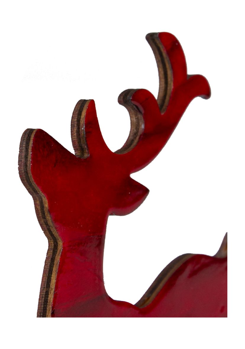 8in Red and Black Stained Standing Reindeer Christmas Tabletop Decor