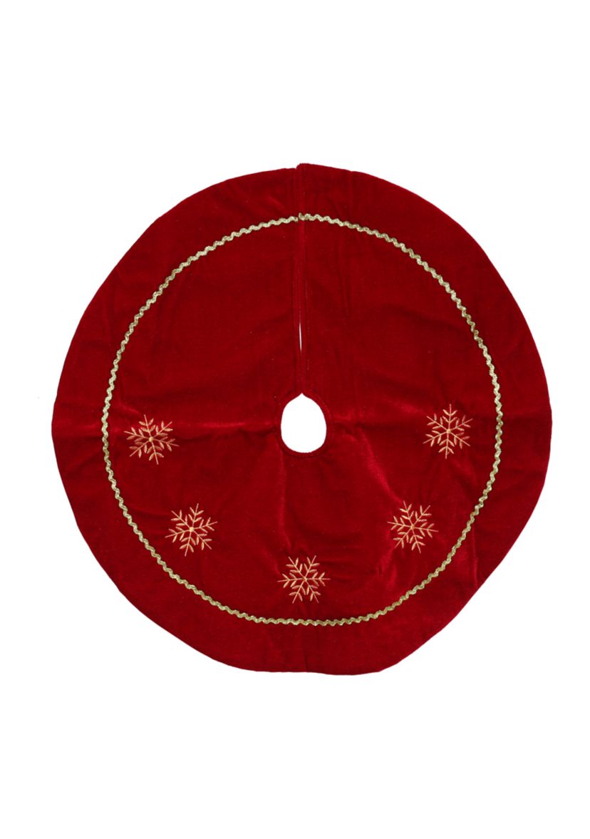 24Inch Red with White Snowflakes Christmas Tree Skirt
