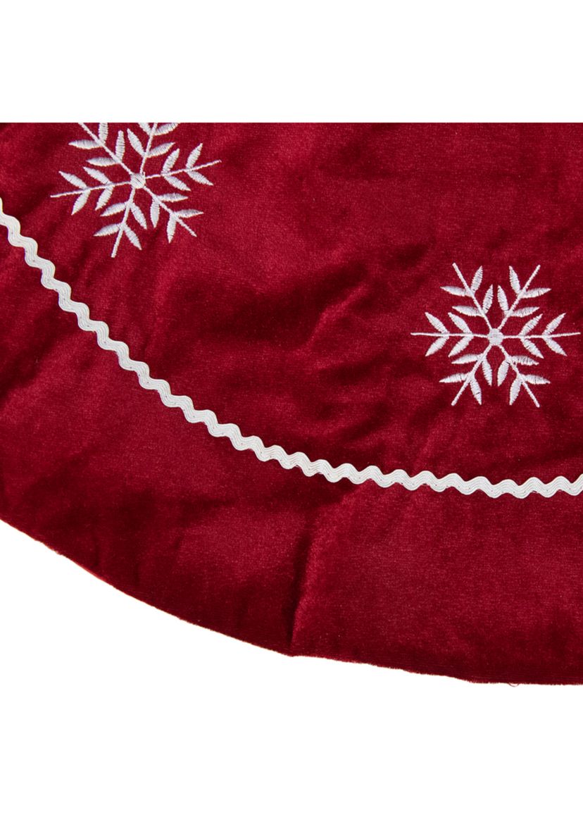 24Inch Red with White Snowflakes Christmas Tree Skirt
