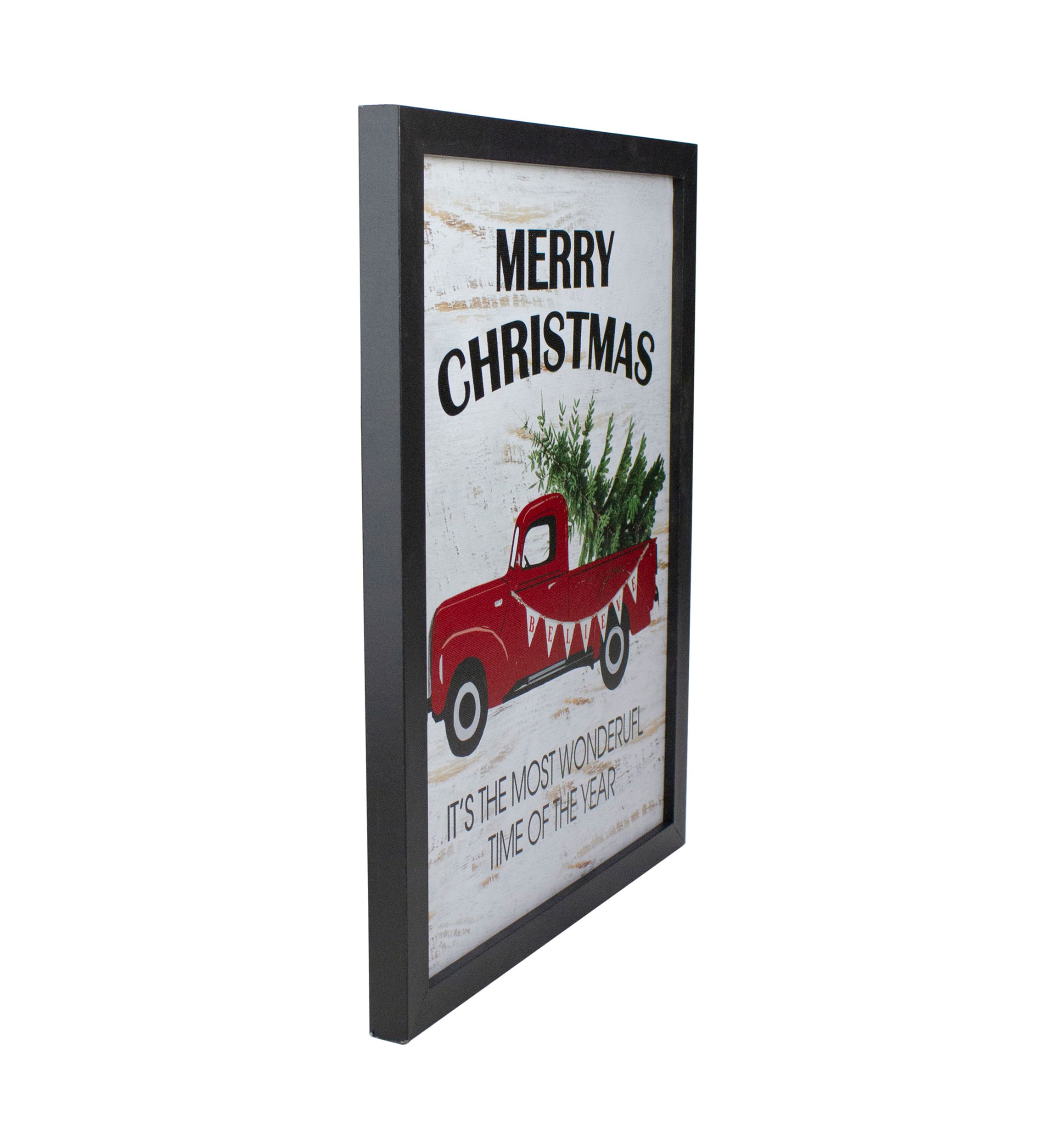 16Inch Lighted Red and Green Merry Christmas Canvas Wall Art