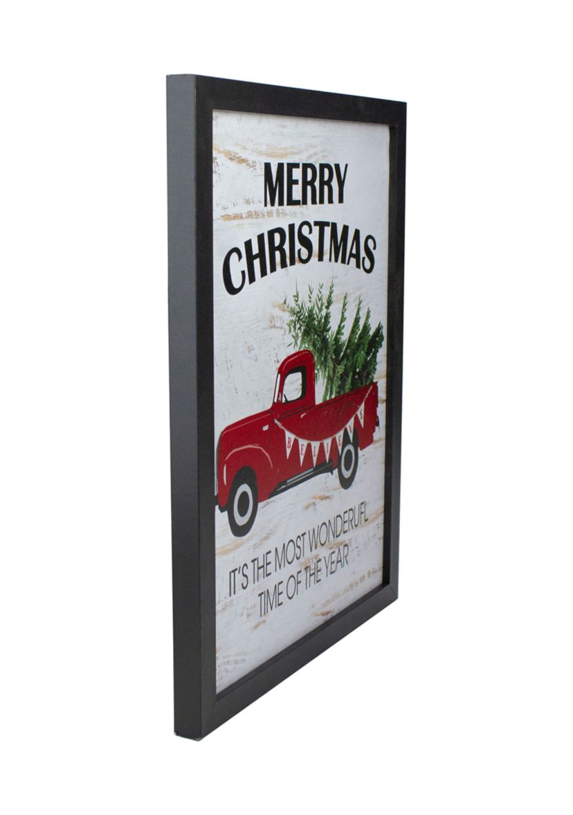 16Inch Lighted Red and Green Merry Christmas Canvas Wall Art