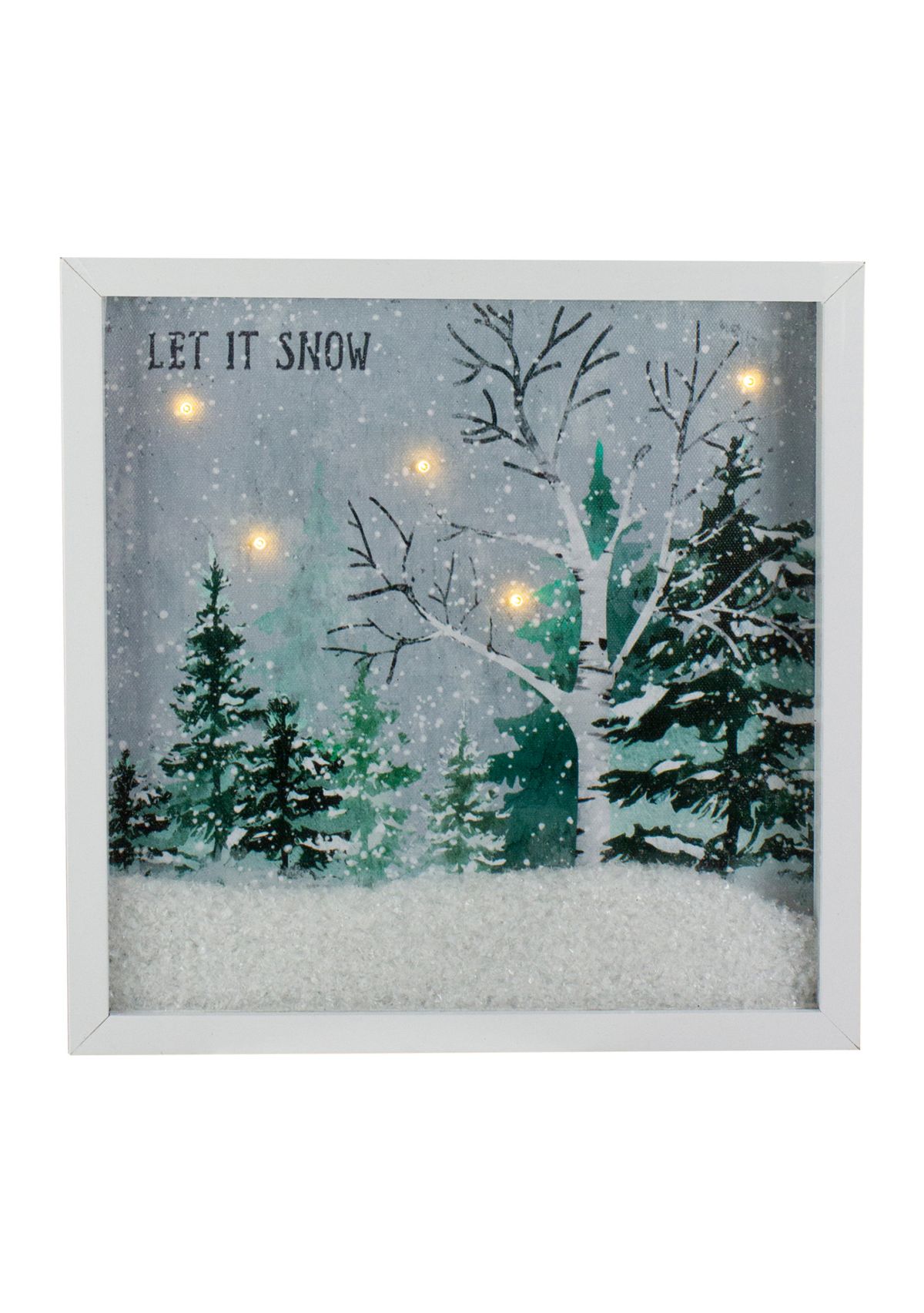 LED Lighted Let it Snow Winter Forest Christmas Canvas Wall Art 10Inch x 10Inch