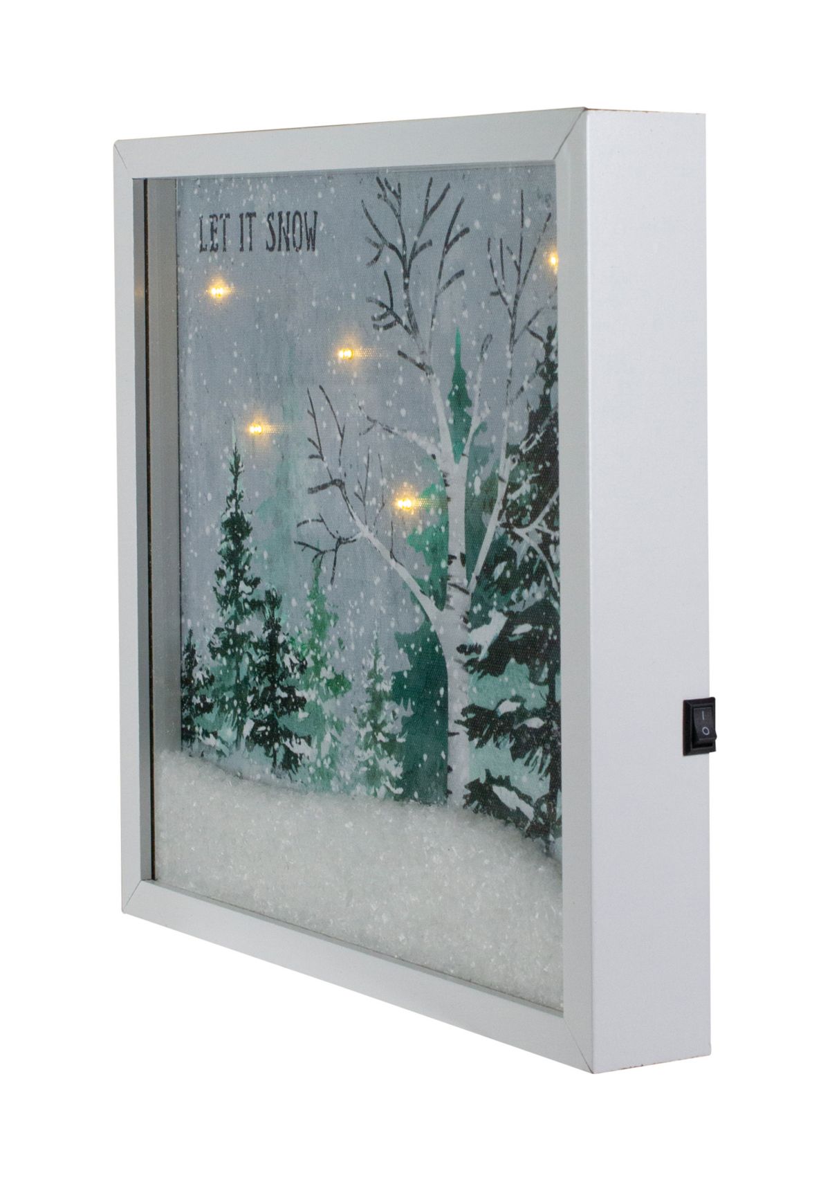 LED Lighted Let it Snow Winter Forest Christmas Canvas Wall Art 10Inch x 10Inch