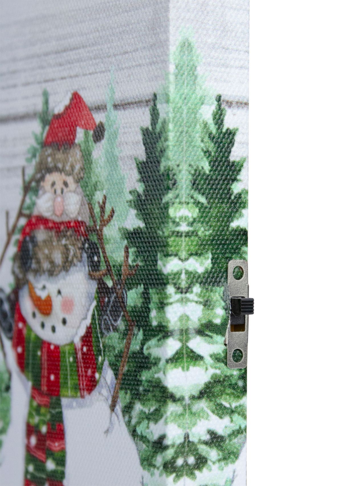 10 Inch Lighted Snowman Family Blessing Christmas Canvas Wall Art with Photo Clip