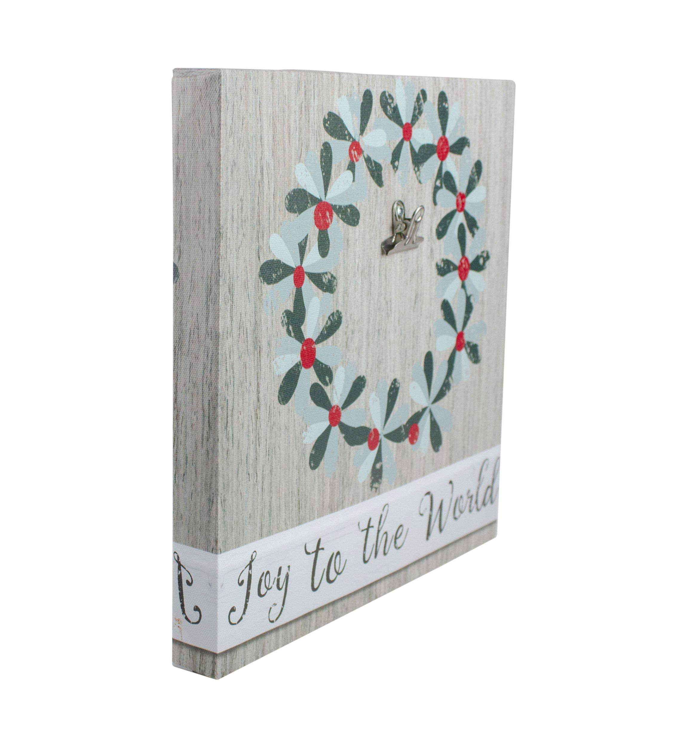 10 Inch Christmas Wreath and Joy to the World Canvas Wall Art with Photo Clip