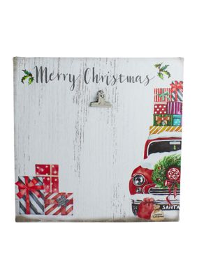 10 Inch Car and Gifts Merry Christmas Canvas Wall Art with Photo Clip