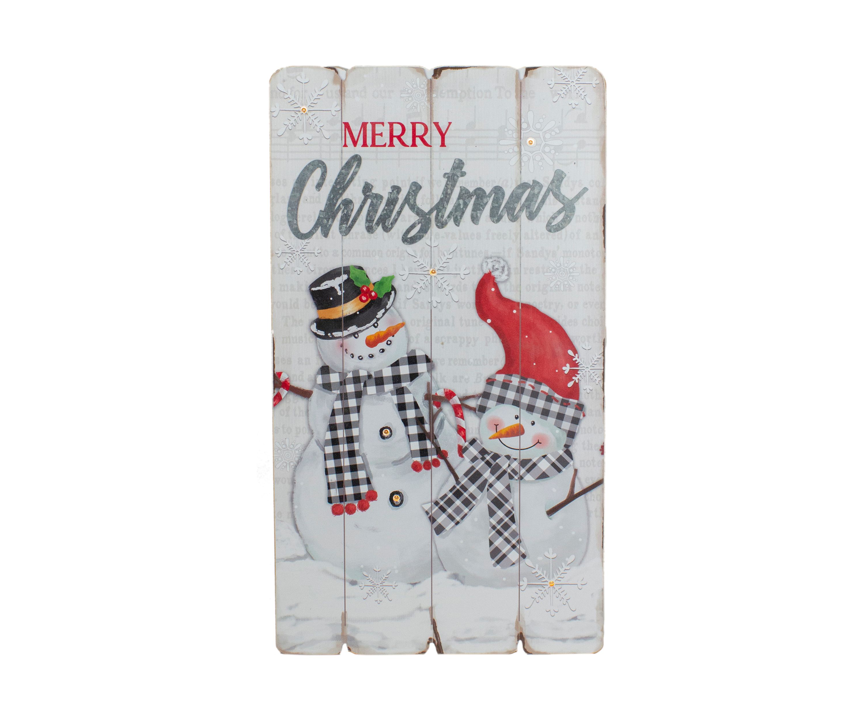 19Inch Lighted Snowmen Merry Christmas Wall Decor