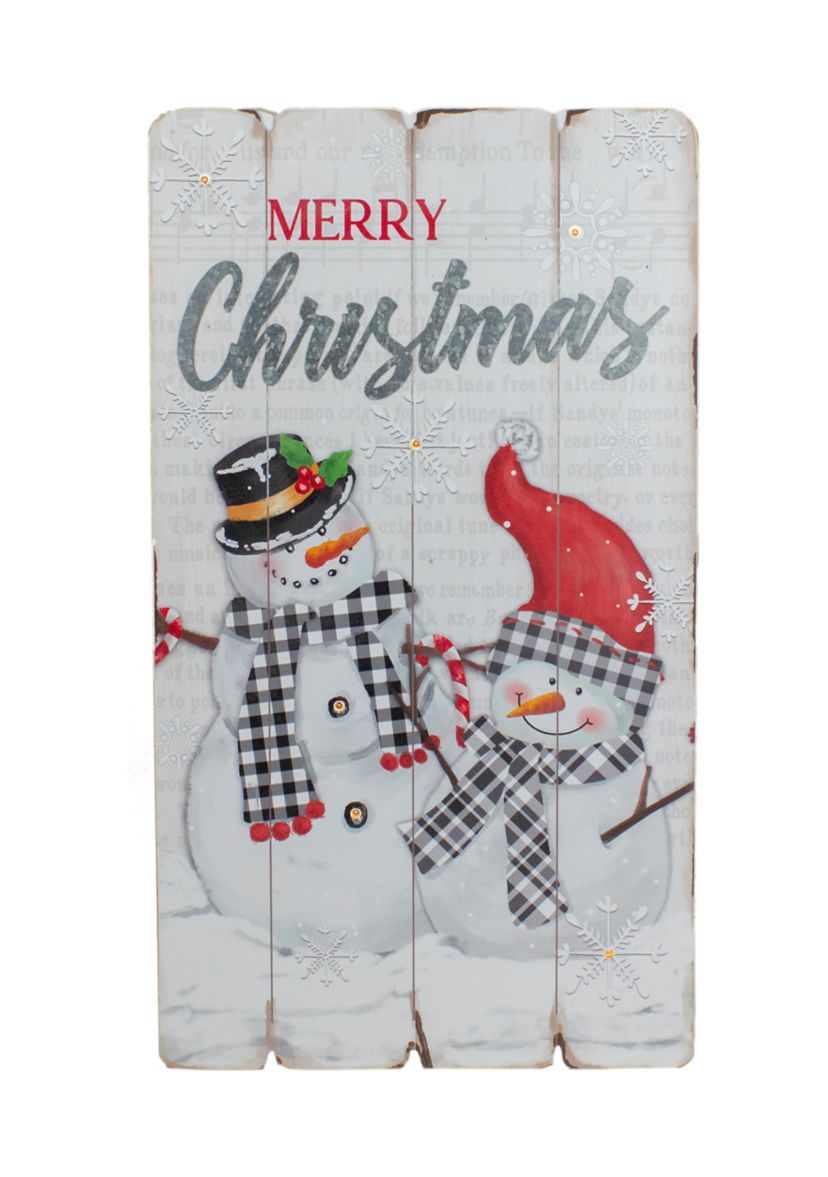19Inch Lighted Snowmen Merry Christmas Wall Decor