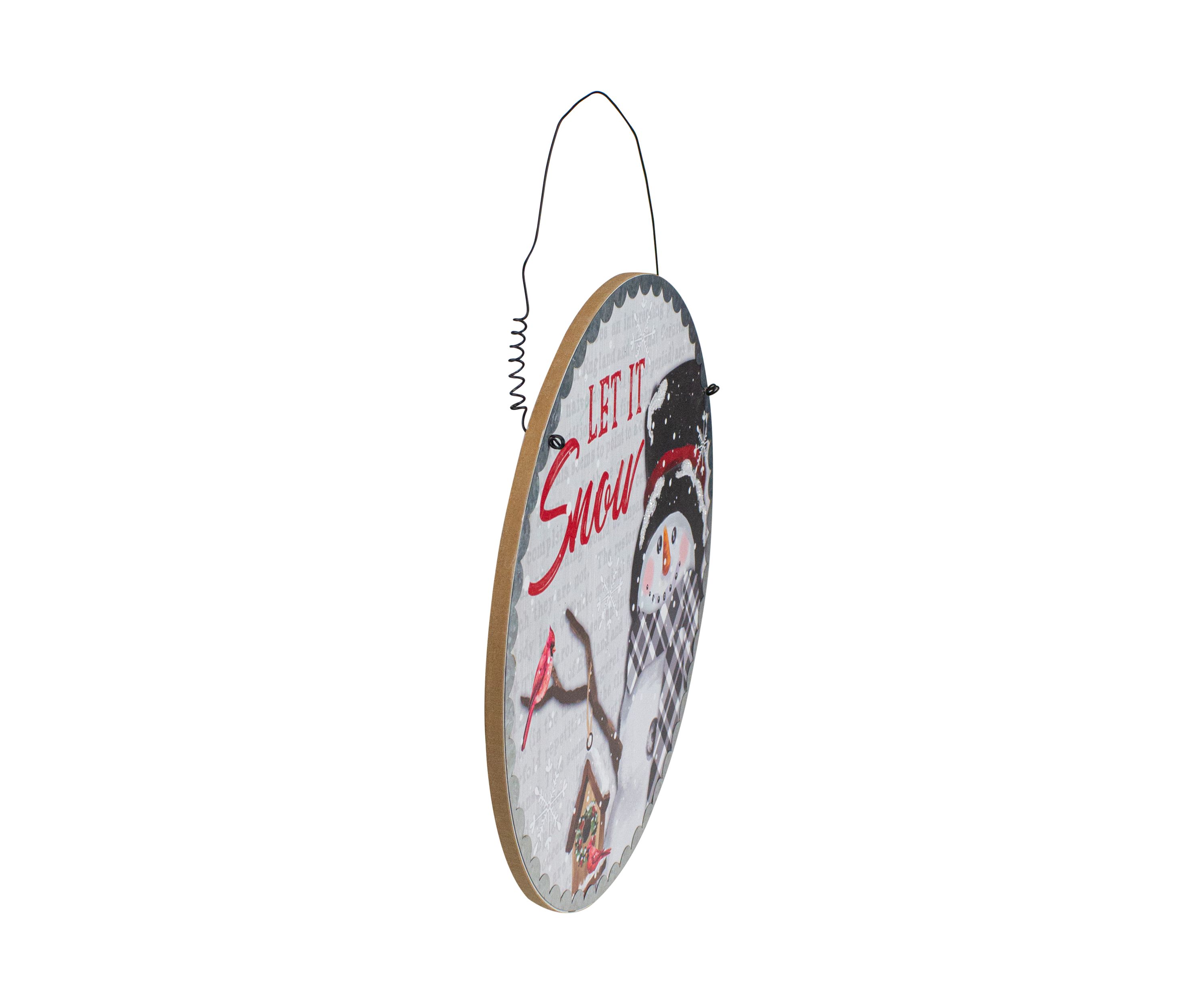 13.5Inch Snowman with Birdhouse Let it Snow Christmas Wall Decor