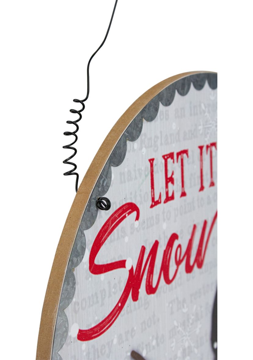 13.5Inch Snowman with Birdhouse Let it Snow Christmas Wall Decor