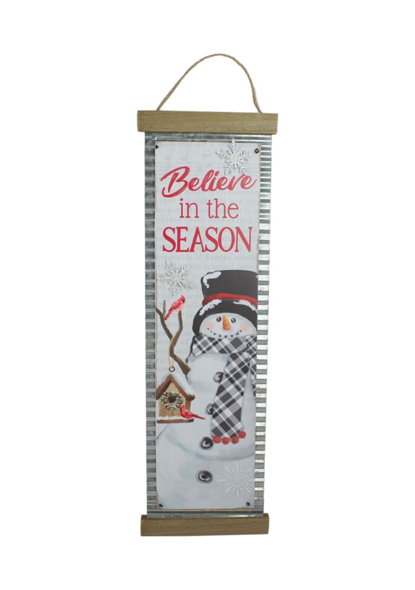 26Inch Believe in the Season Galvanized Christmas Wall Decor