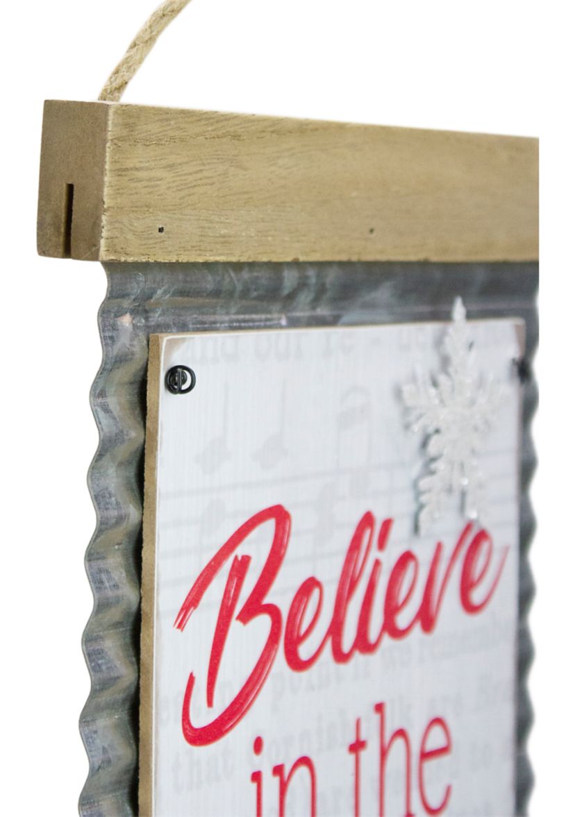 26Inch Believe in the Season Galvanized Christmas Wall Decor