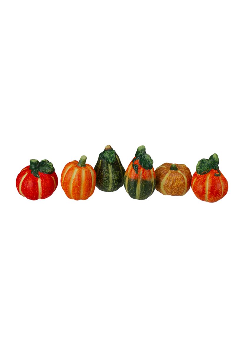 6pc Fall Harvest Ceramic Pumpkins Decoration Set