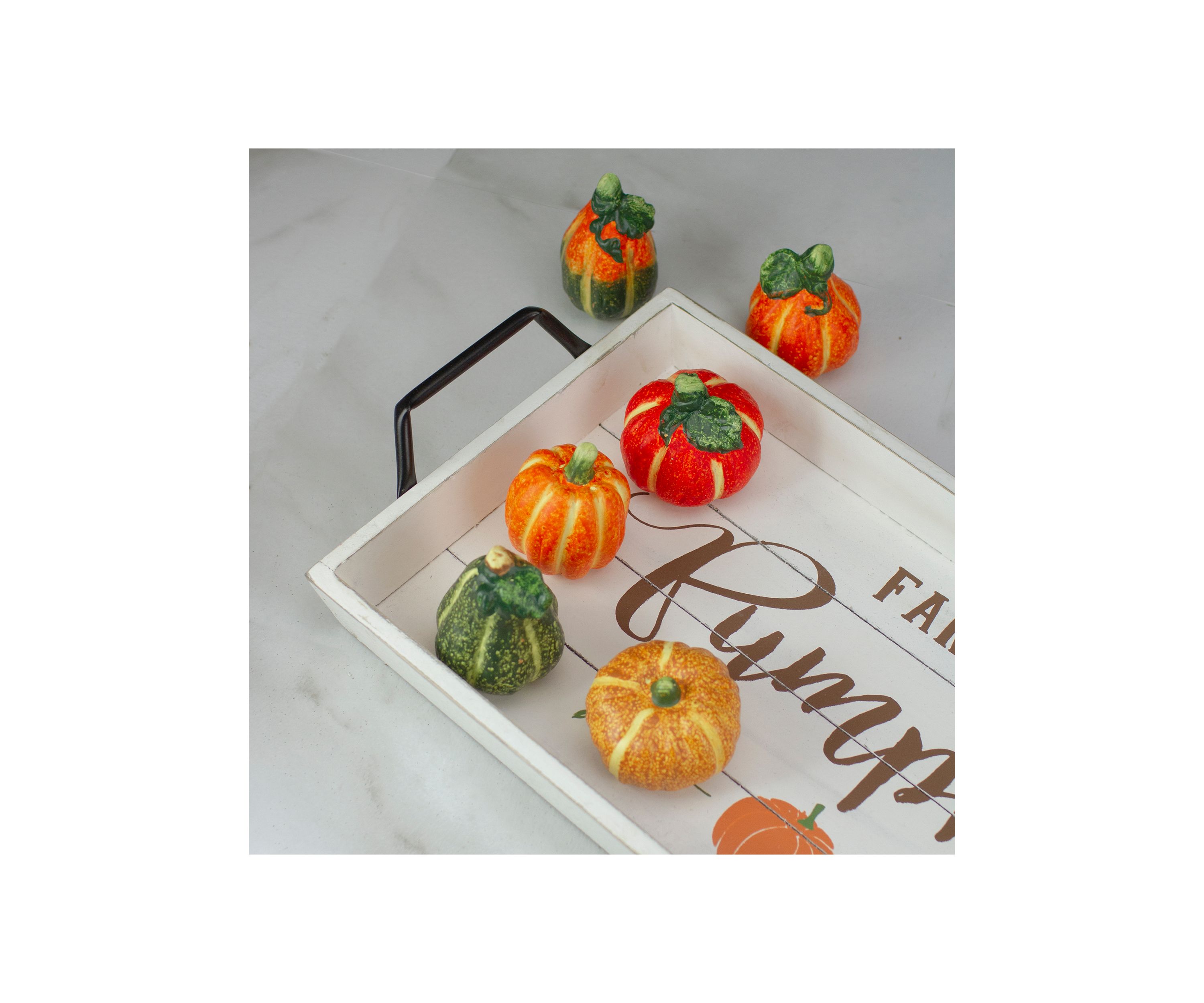 6pc Fall Harvest Ceramic Pumpkins Decoration Set