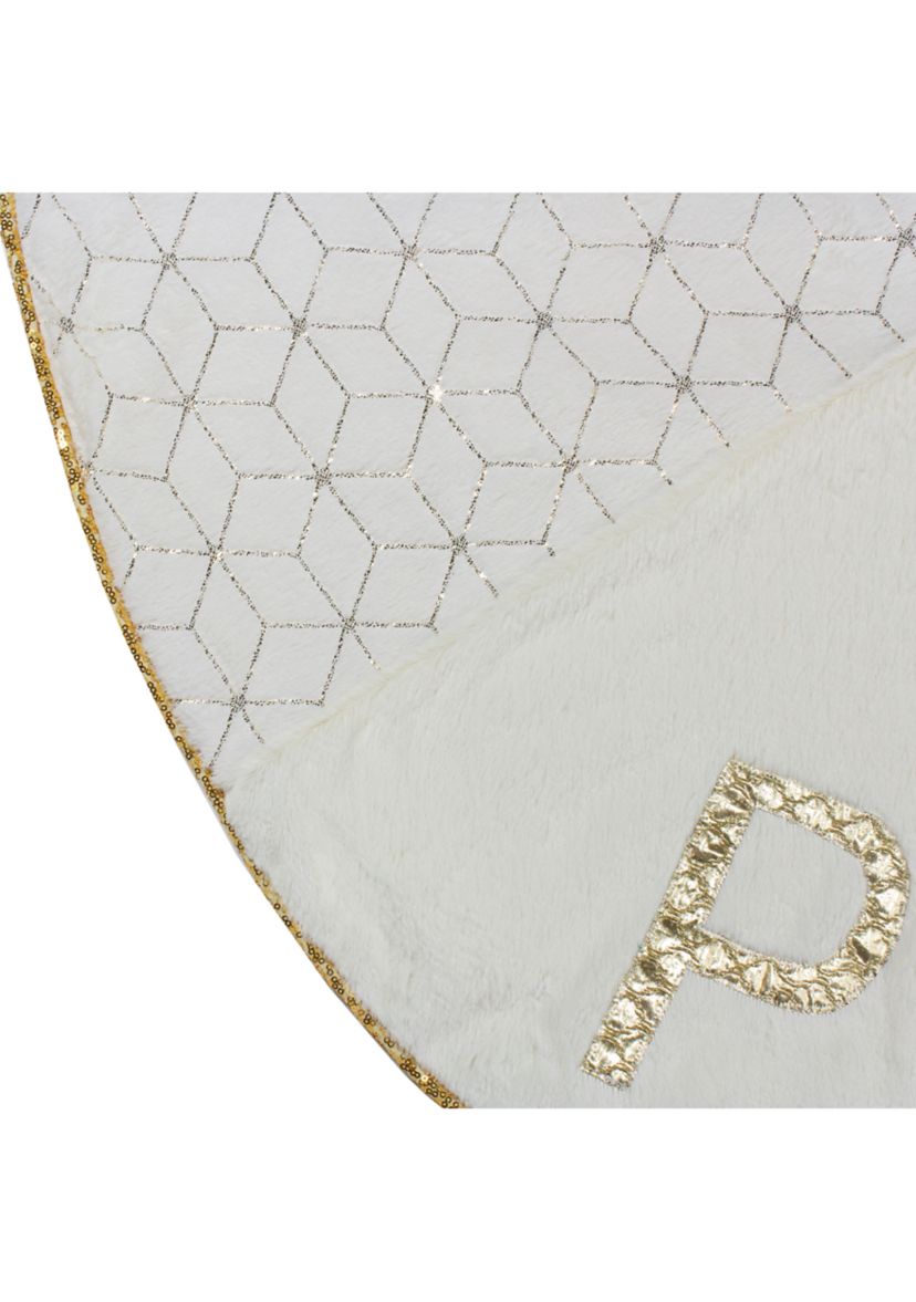 48Inch Cream and Gold Peace and Reindeer Christmas Tree Skirt