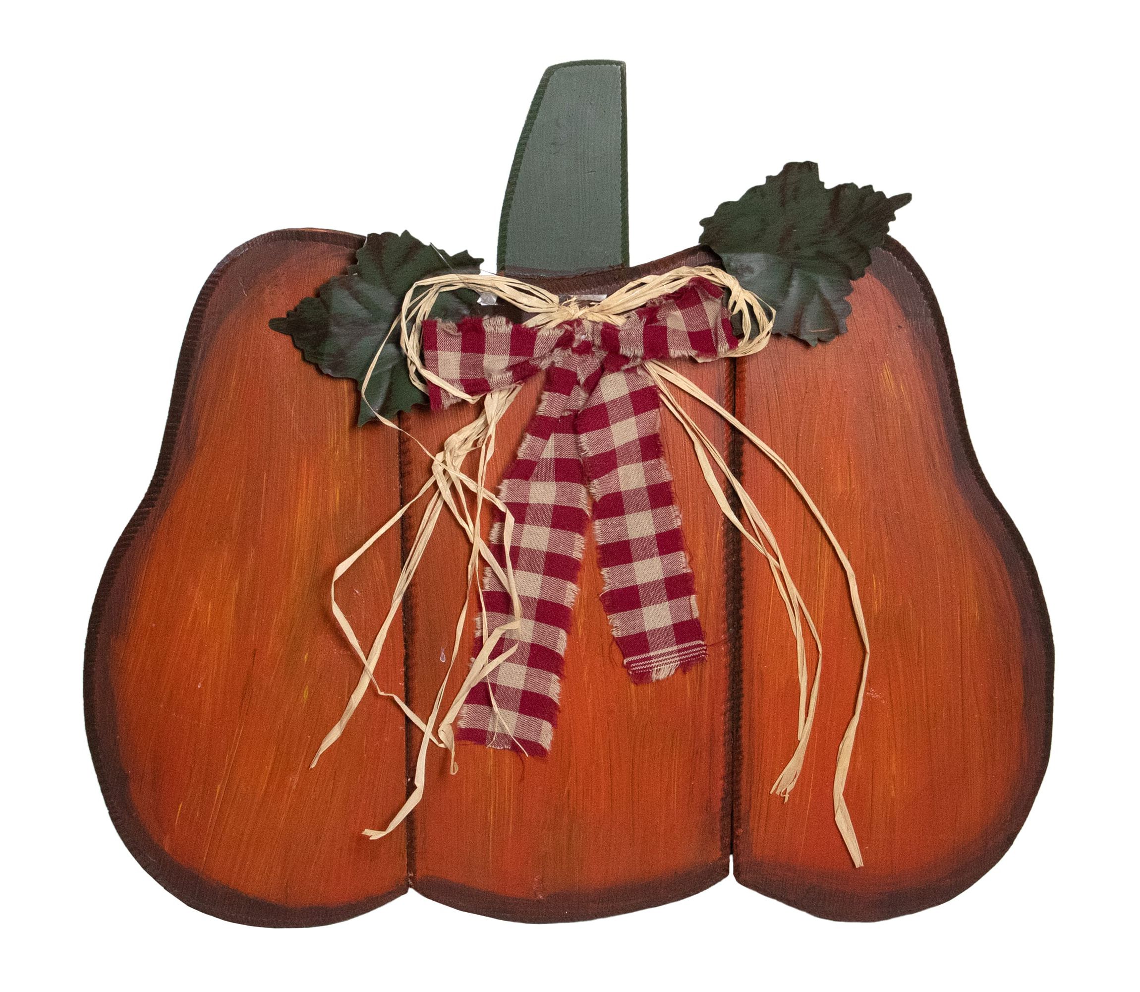 10inch Green and Orange Fall Harvest Wood Pumpkin
