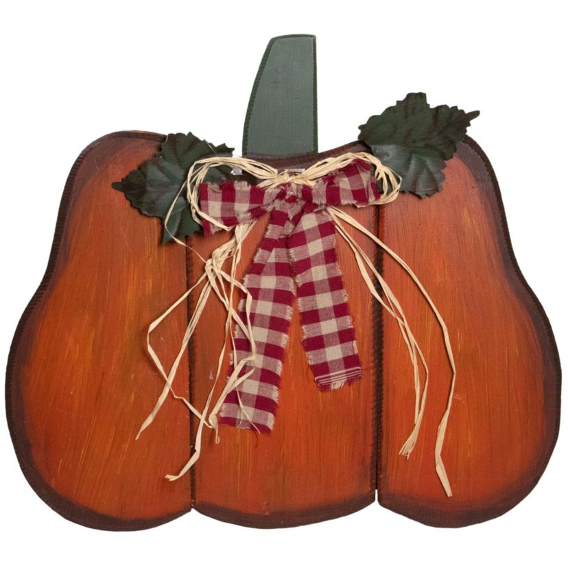 10inch Green and Orange Fall Harvest Wood Pumpkin
