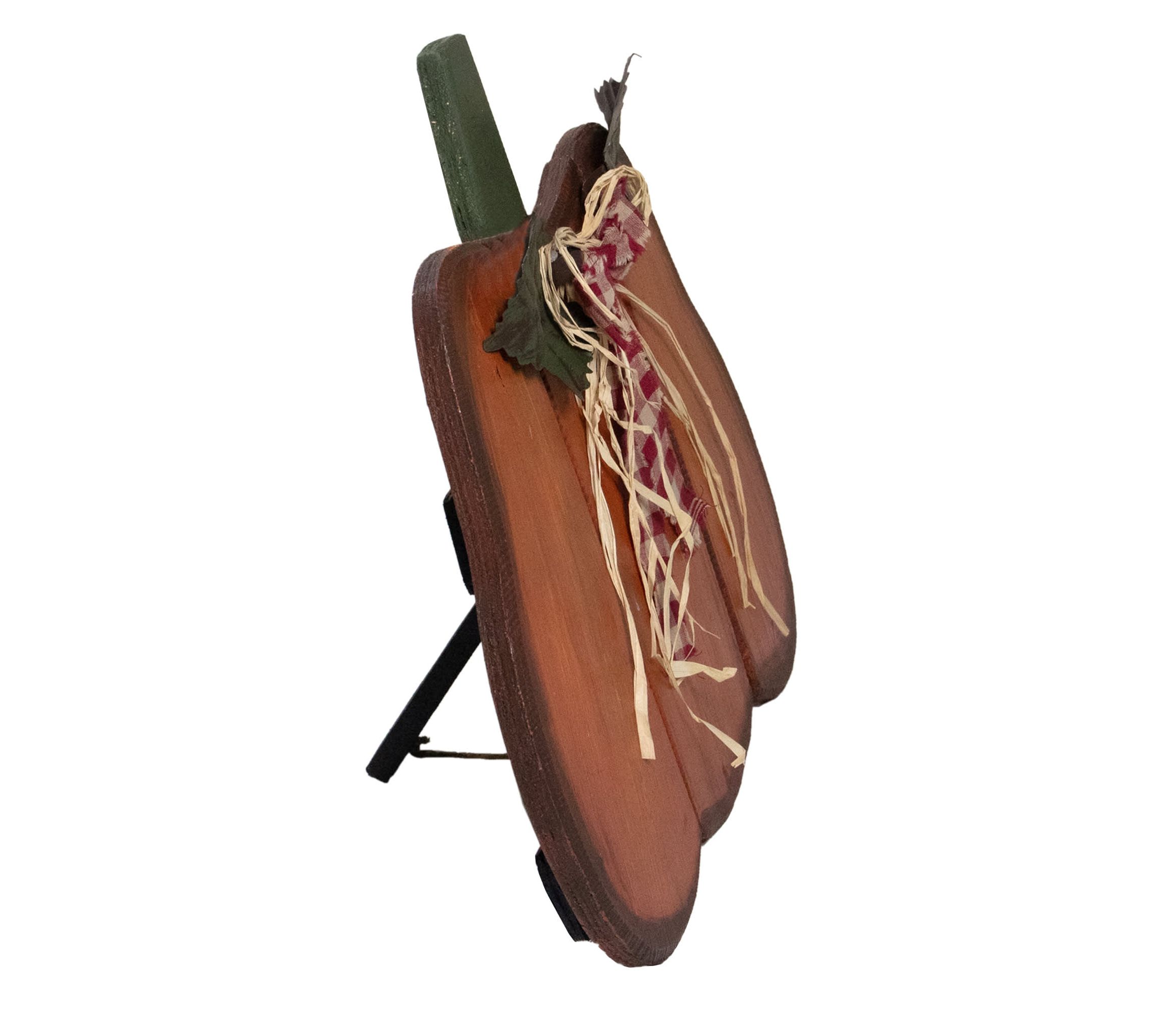 10inch Green and Orange Fall Harvest Wood Pumpkin