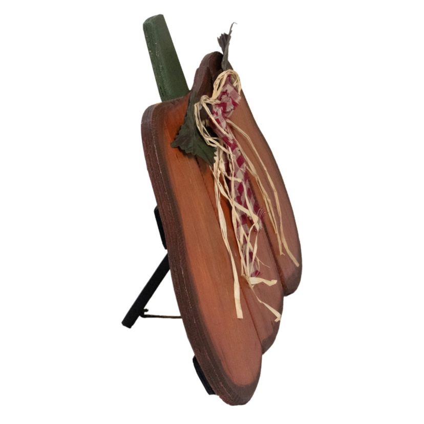 10inch Green and Orange Fall Harvest Wood Pumpkin