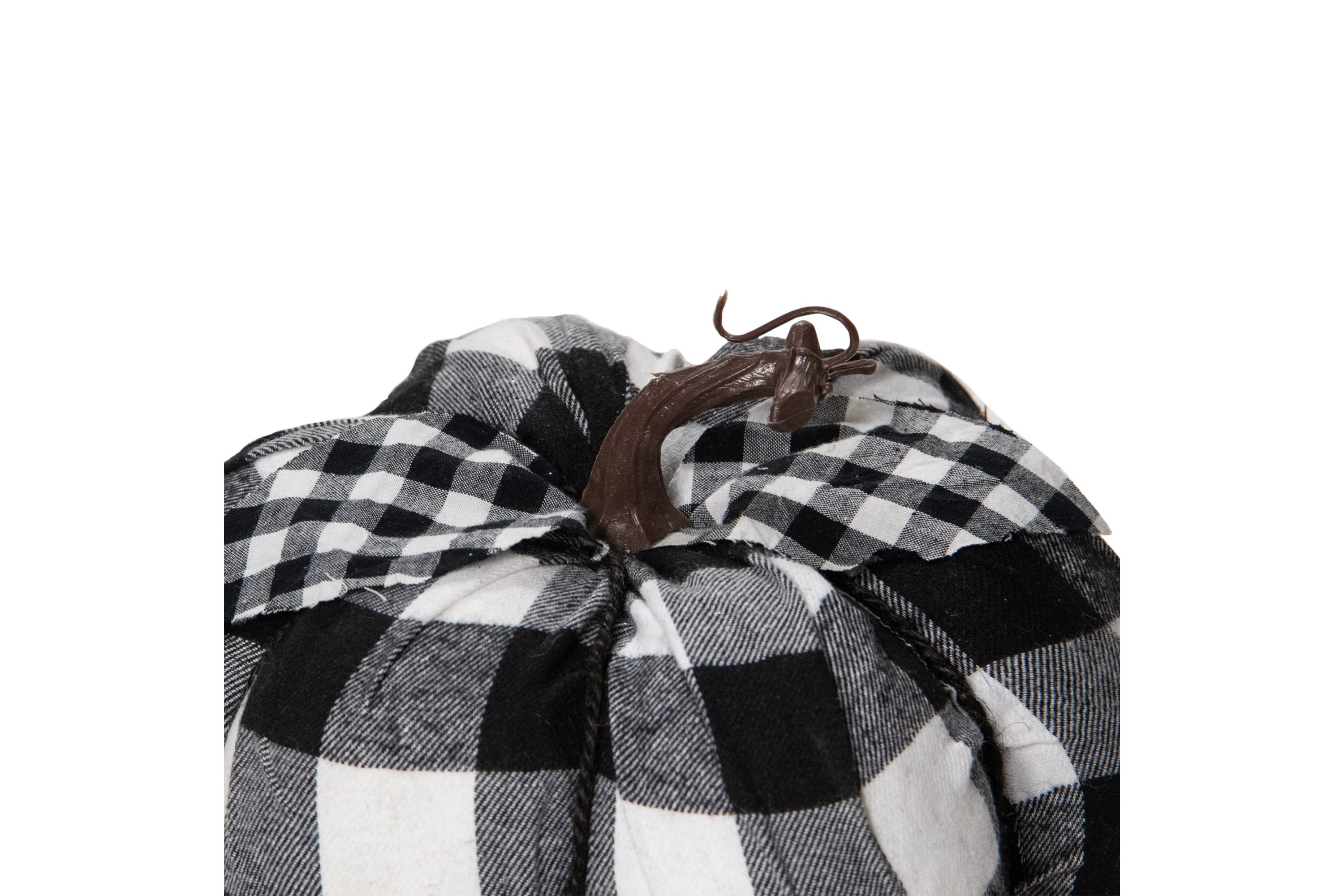 7inch Black and White Buffalo Plaid Fall Harvest Tabletop Pumpkin