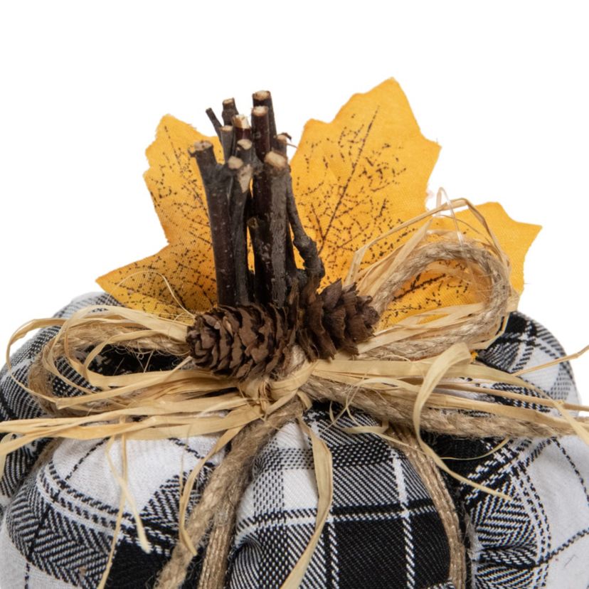 5inch Black and White Plaid Fall Harvest Plush Pumpkin