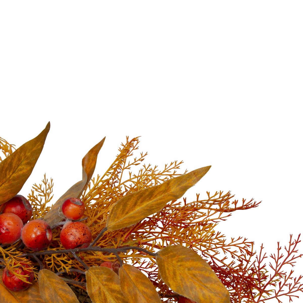 Yellow and Orange Berry and Leaves Fall Harvest Artificial Wreath - 24-Inch Unlit