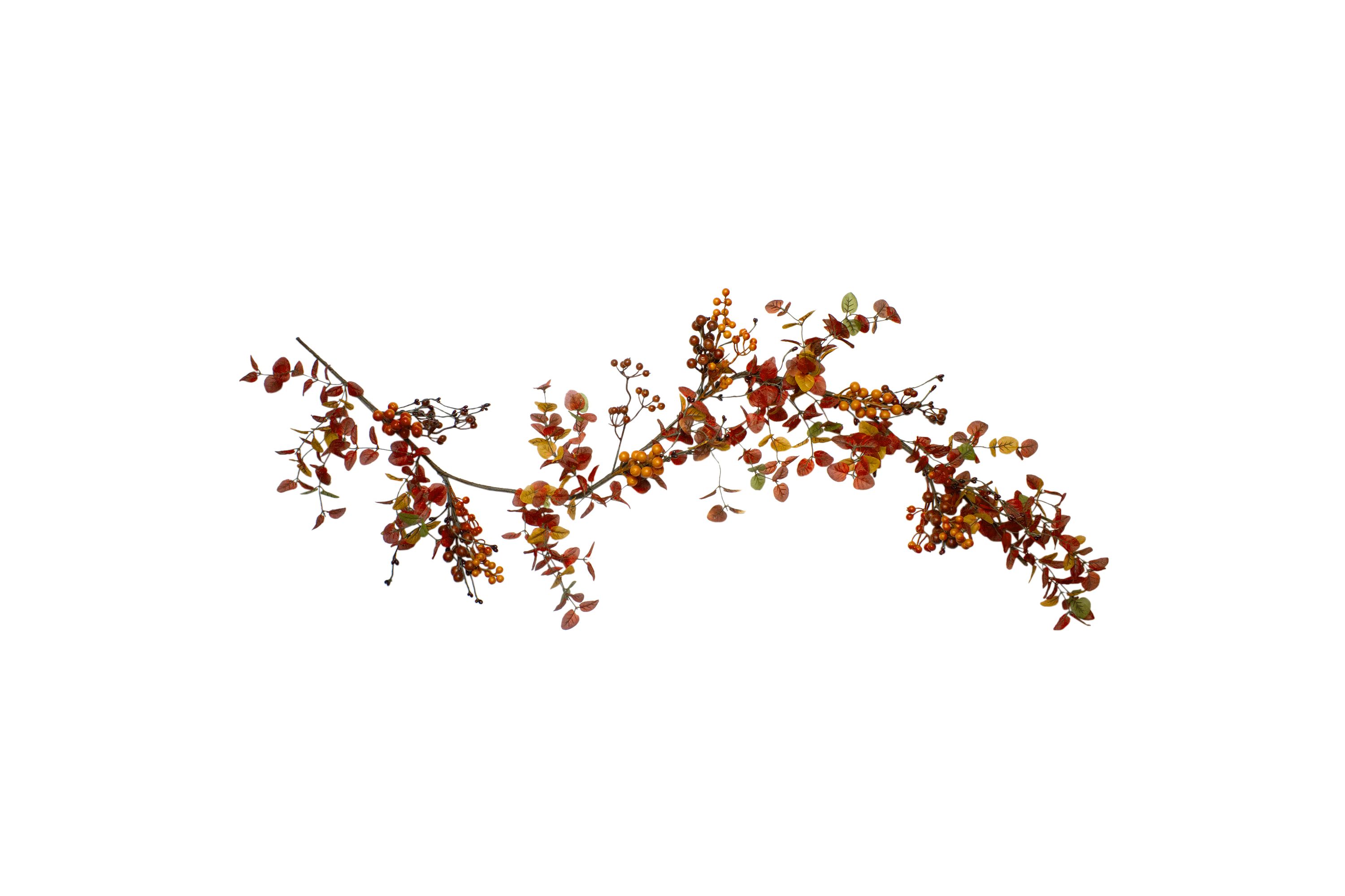 5 Berry and Leaves Fall Harvest Artificial Garland - Unlit
