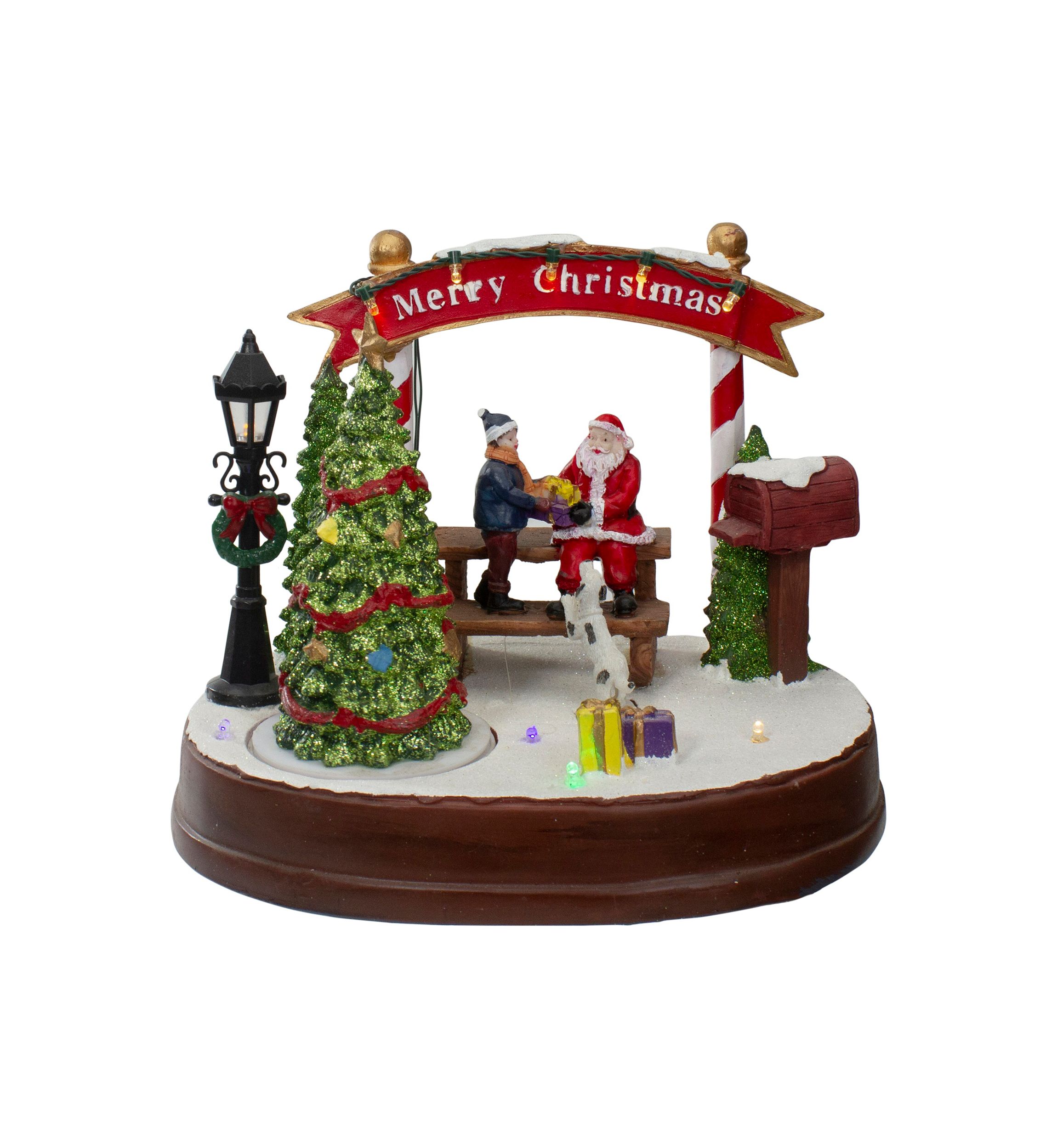 8Inch Lighted Winter Christmas Scene with Music and a Turning Tree