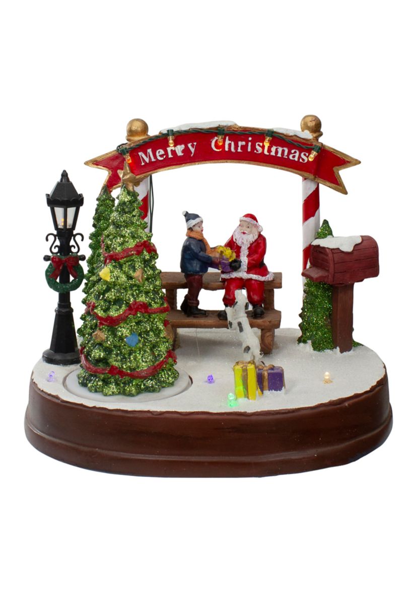 8Inch Lighted Winter Christmas Scene with Music and a Turning Tree