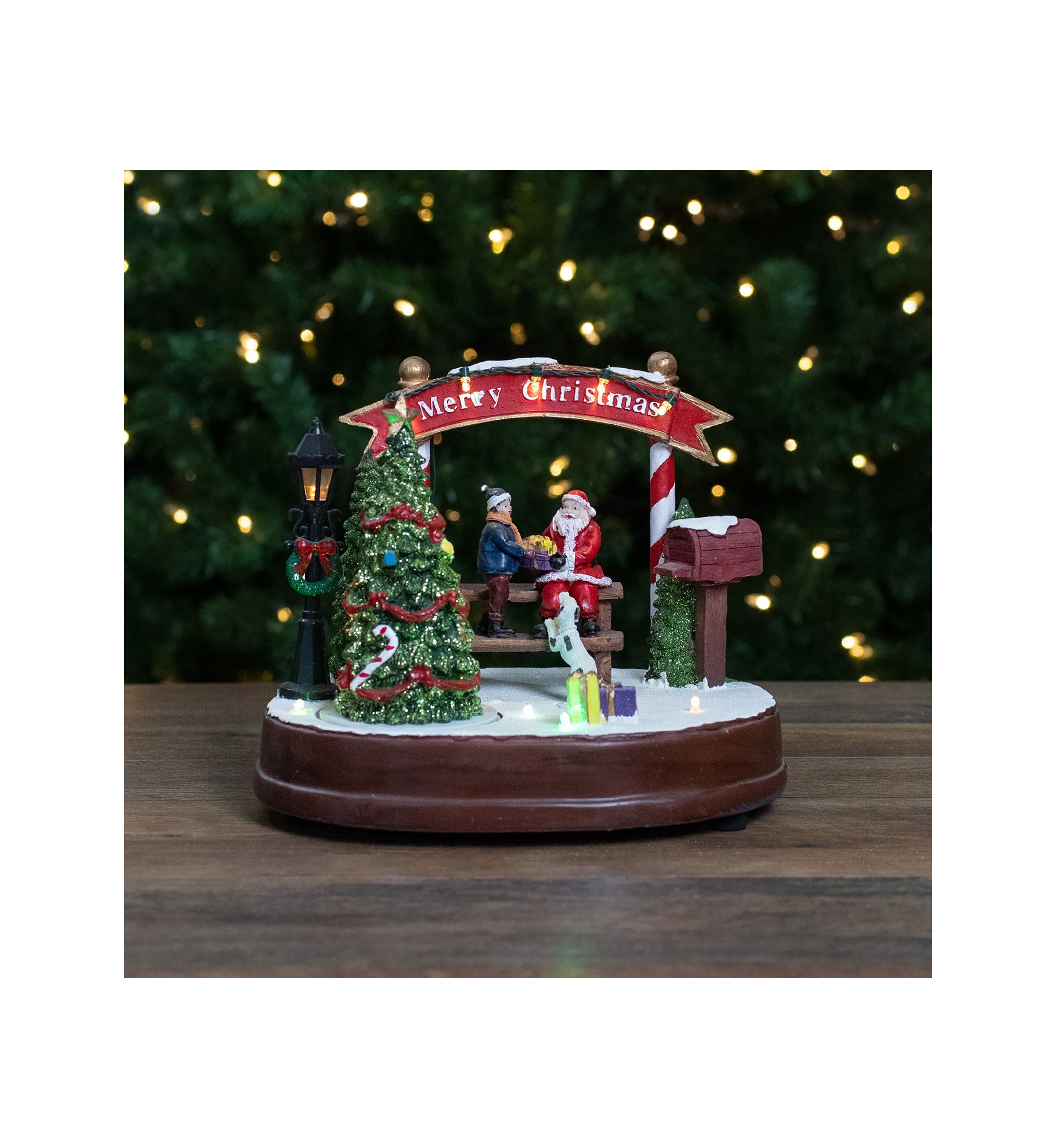 8Inch Lighted Winter Christmas Scene with Music and a Turning Tree