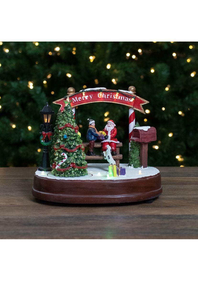 8Inch Lighted Winter Christmas Scene with Music and a Turning Tree