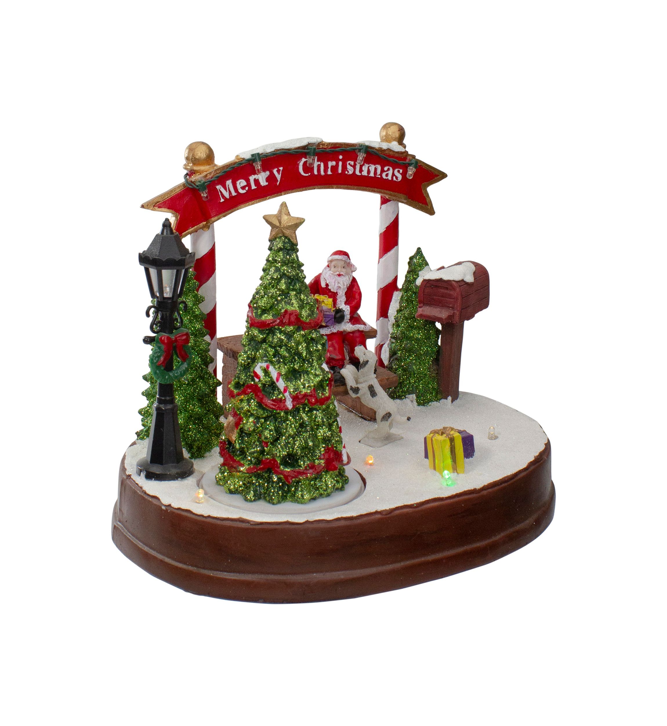8Inch Lighted Winter Christmas Scene with Music and a Turning Tree