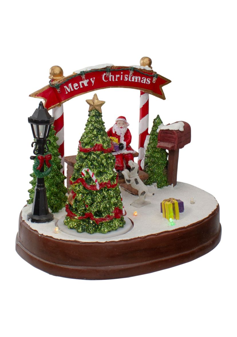 8Inch Lighted Winter Christmas Scene with Music and a Turning Tree