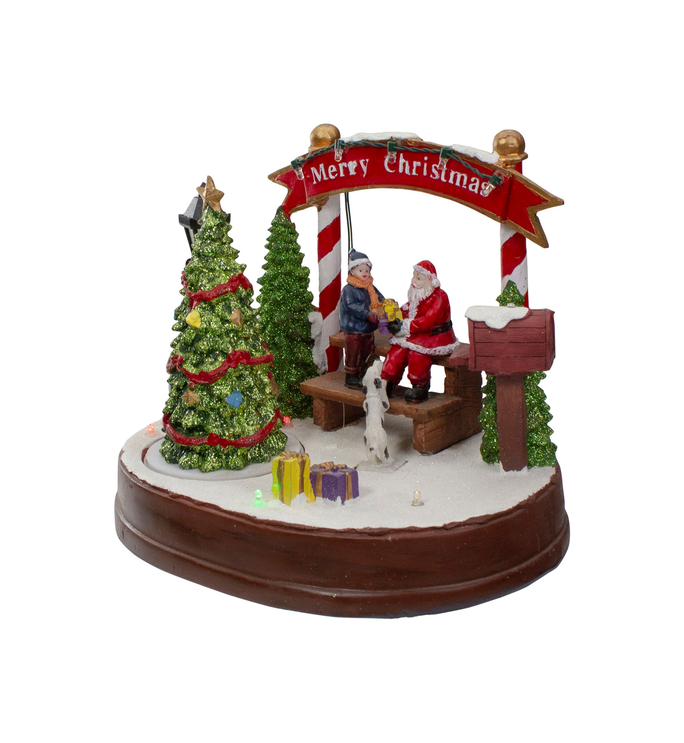 8Inch Lighted Winter Christmas Scene with Music and a Turning Tree