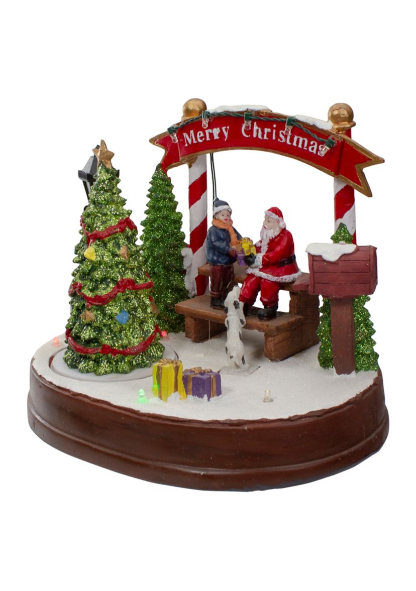 8Inch Lighted Winter Christmas Scene with Music and a Turning Tree
