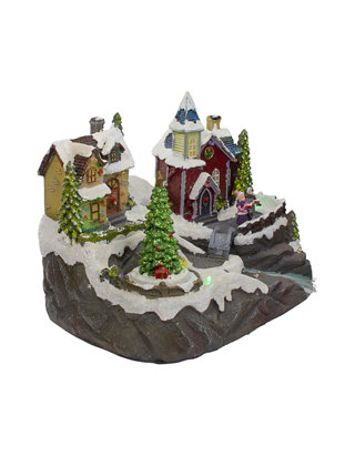 NorthLight 9Inch Lighted and Animated Christmas Village Scene with a Moving  Christmas Tree | belk