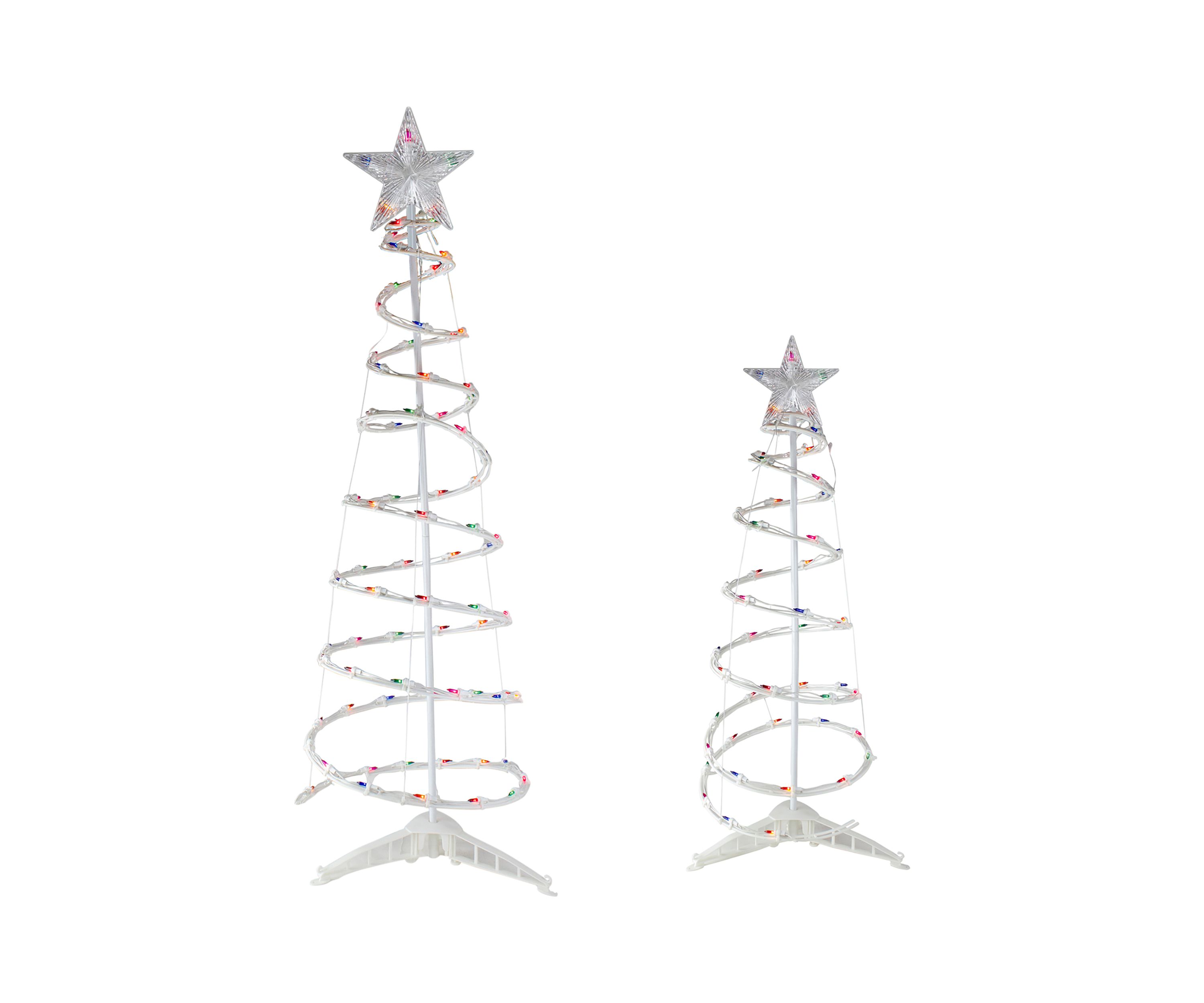Set of 2 Lighted Multi-Color Outdoor Spiral Christmas Cone Trees 4  6