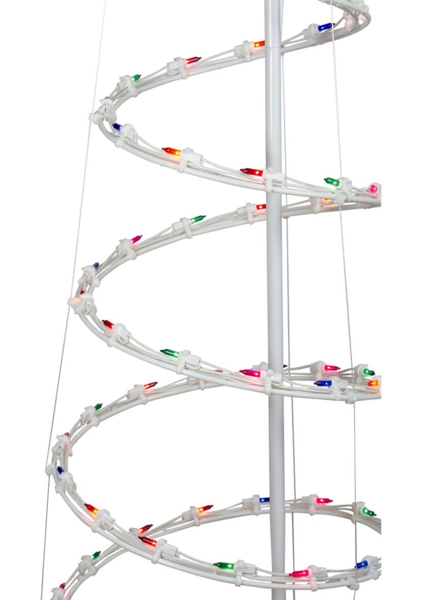 Set of 2 Lighted Multi-Color Outdoor Spiral Christmas Cone Trees 4  6