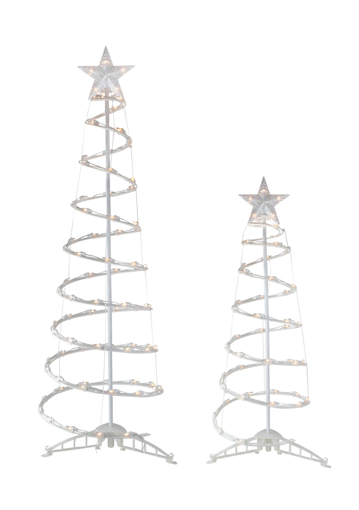 Set of 2 Lighted Clear Outdoor Spiral Christmas Cone Trees 4  6