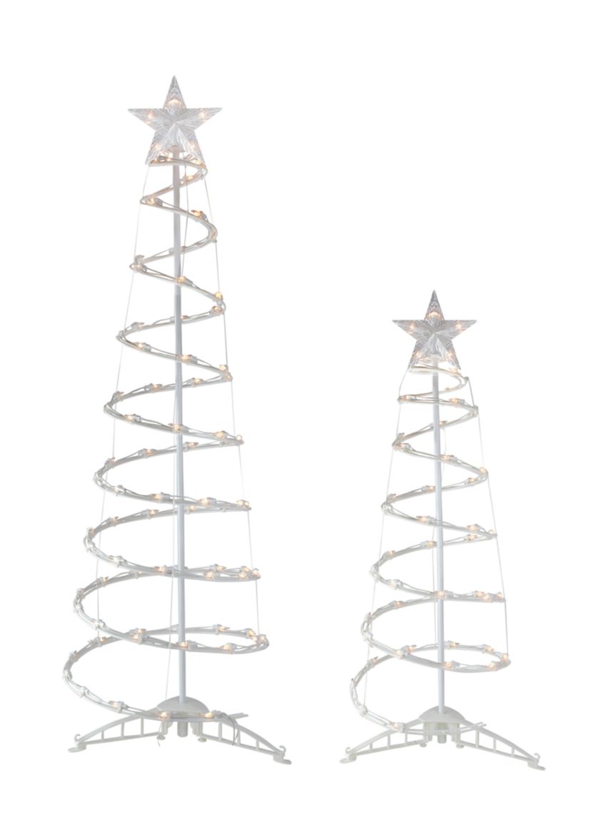 Set of 2 Lighted Clear Outdoor Spiral Christmas Cone Trees 4  6