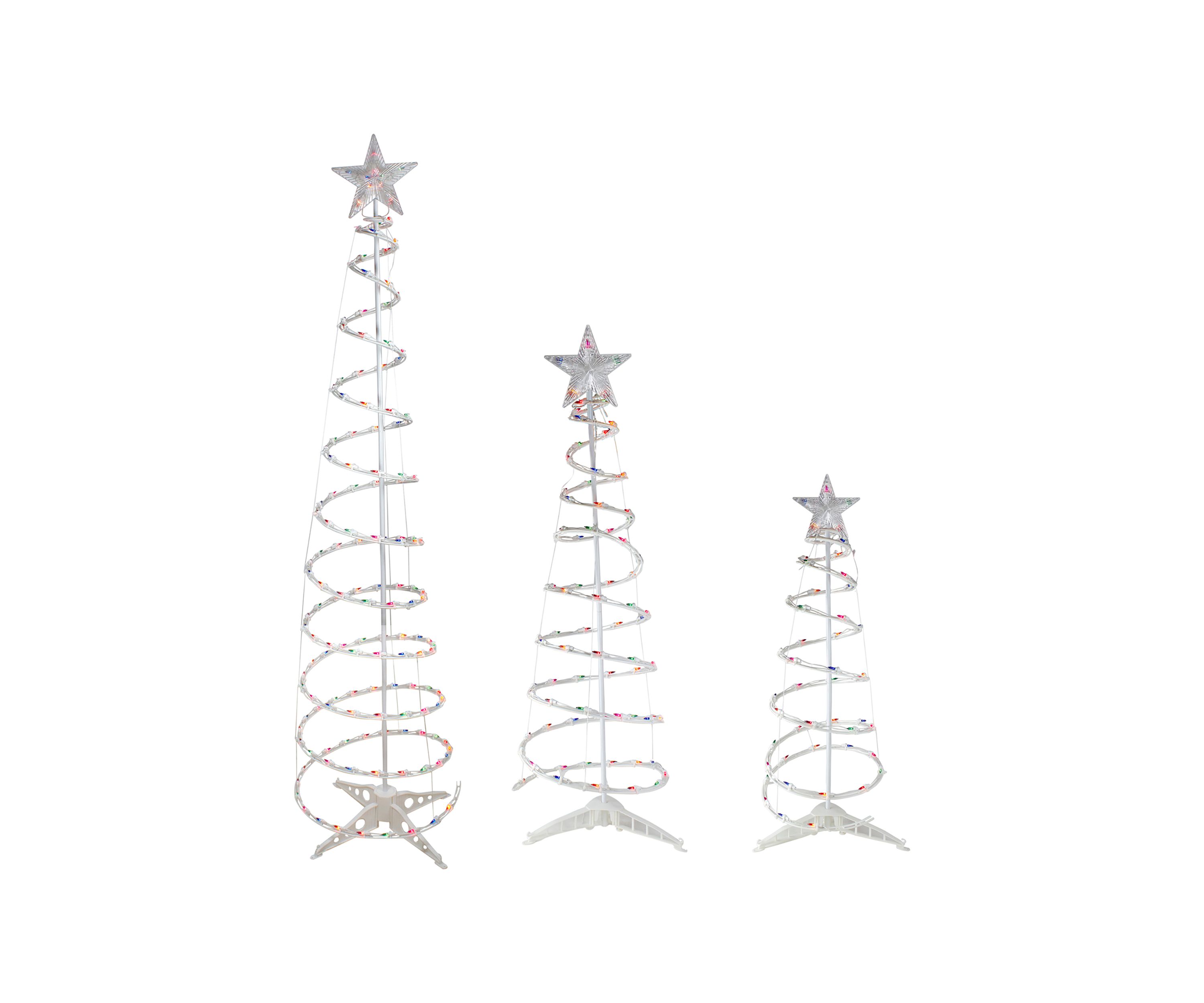 Set of 3 Lighted Multi-Color Spiral Christmas Trees - 3  4  and 6