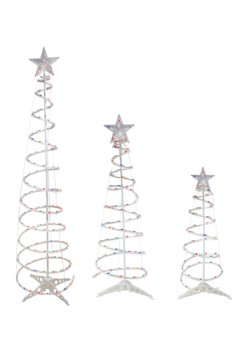 Set of 3 Lighted Multi-Color Spiral Christmas Trees - 3  4  and 6