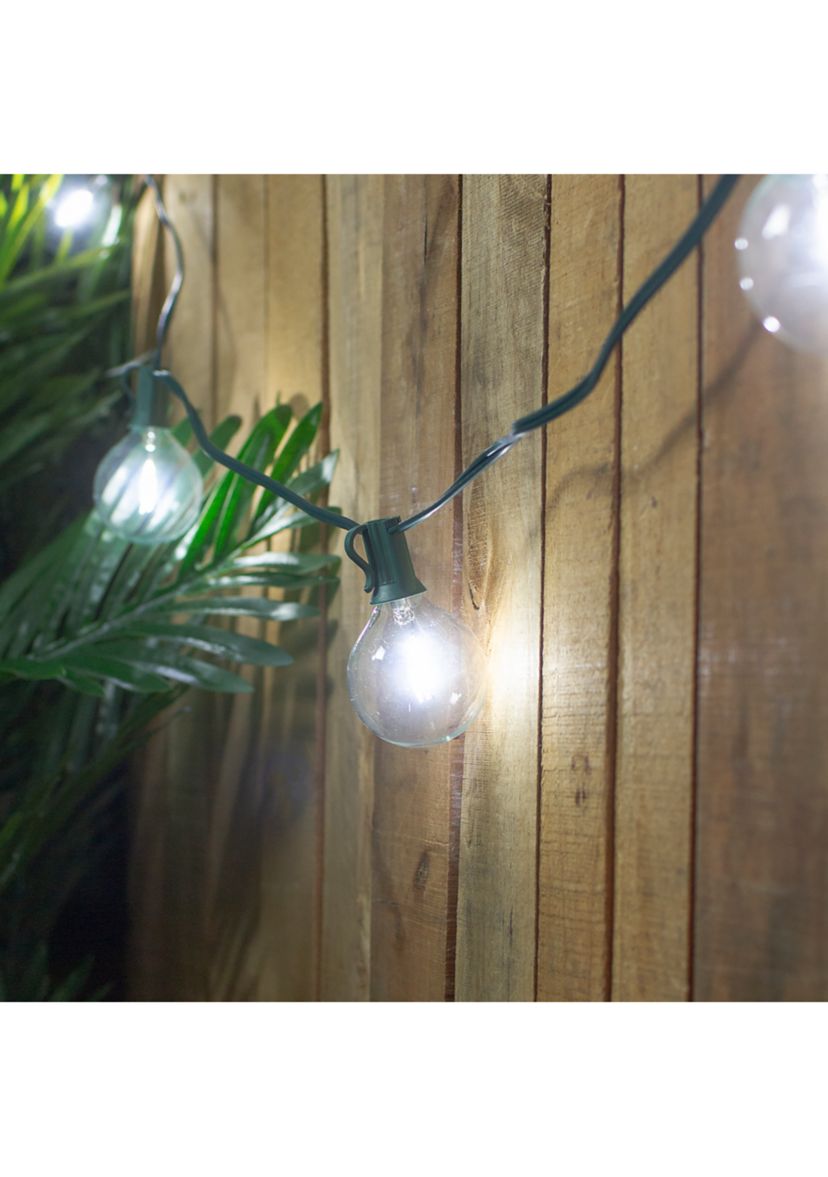 10ct Pure White LED G50 Globe Christmas Light Set  10ft Green Wire