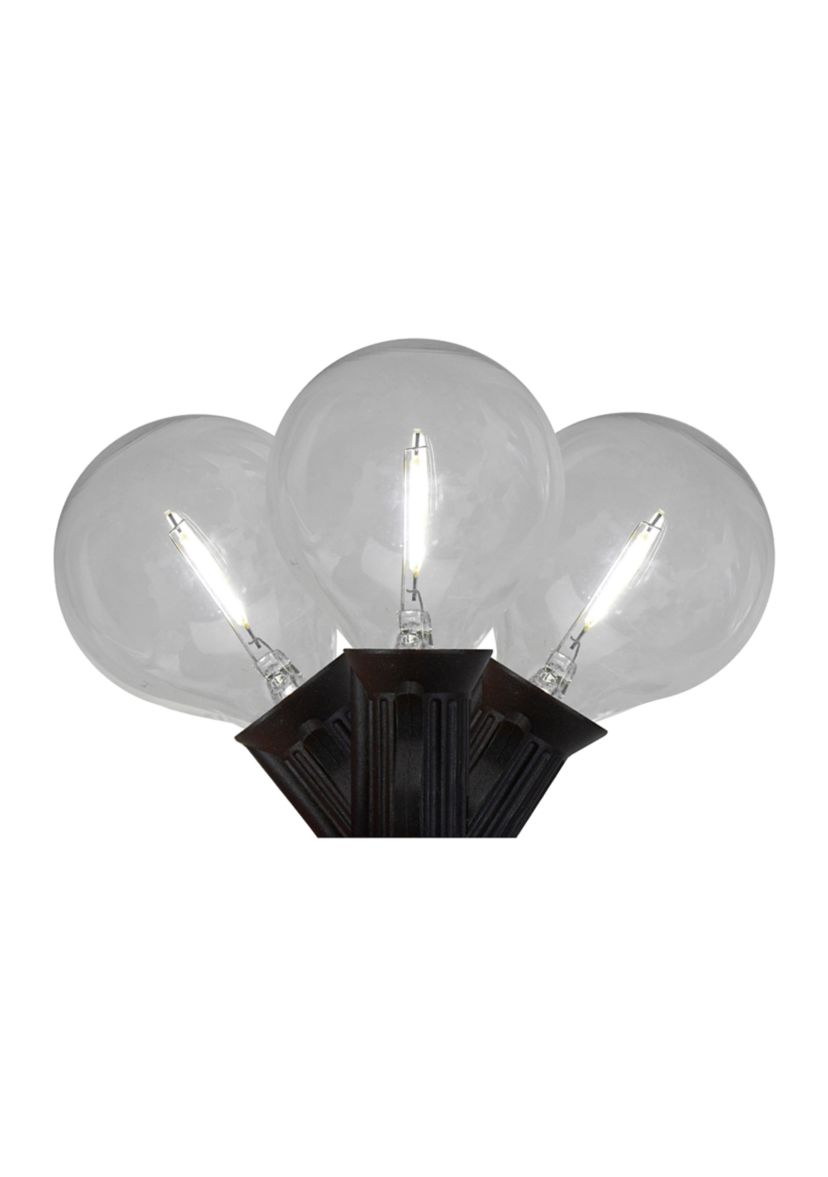 10ct Pure White LED G50 Globe Christmas Light Set  10ft Black Wire