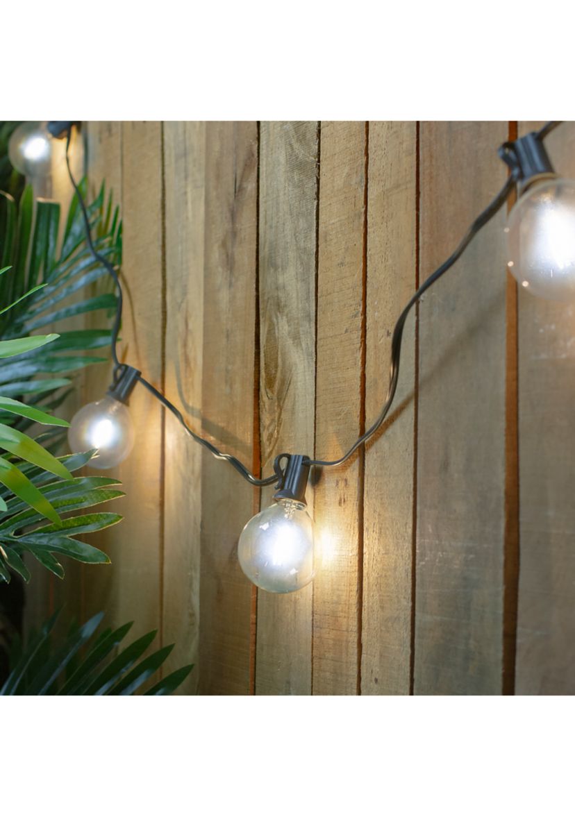 10ct Pure White LED G50 Globe Christmas Light Set  10ft Black Wire