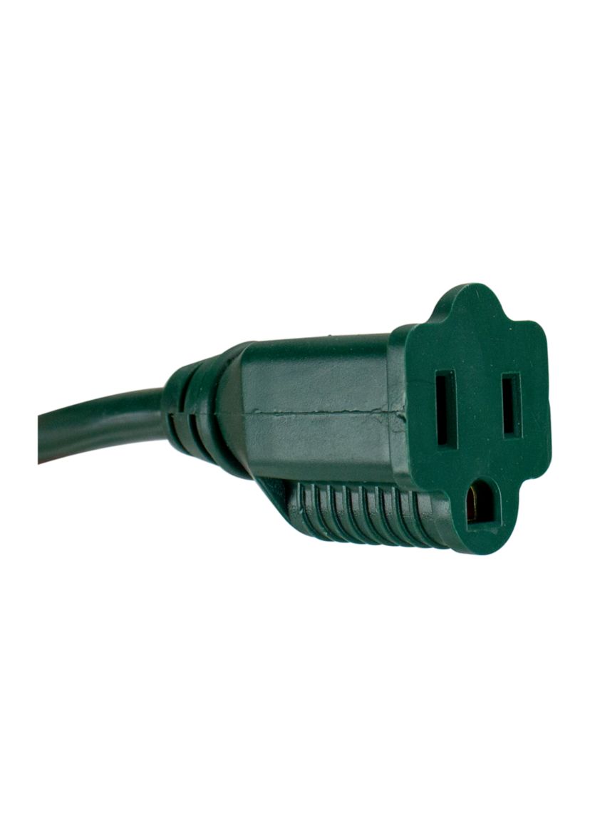 25ft Green 3-Prong Outdoor Extension Power Cord with Outlet Block