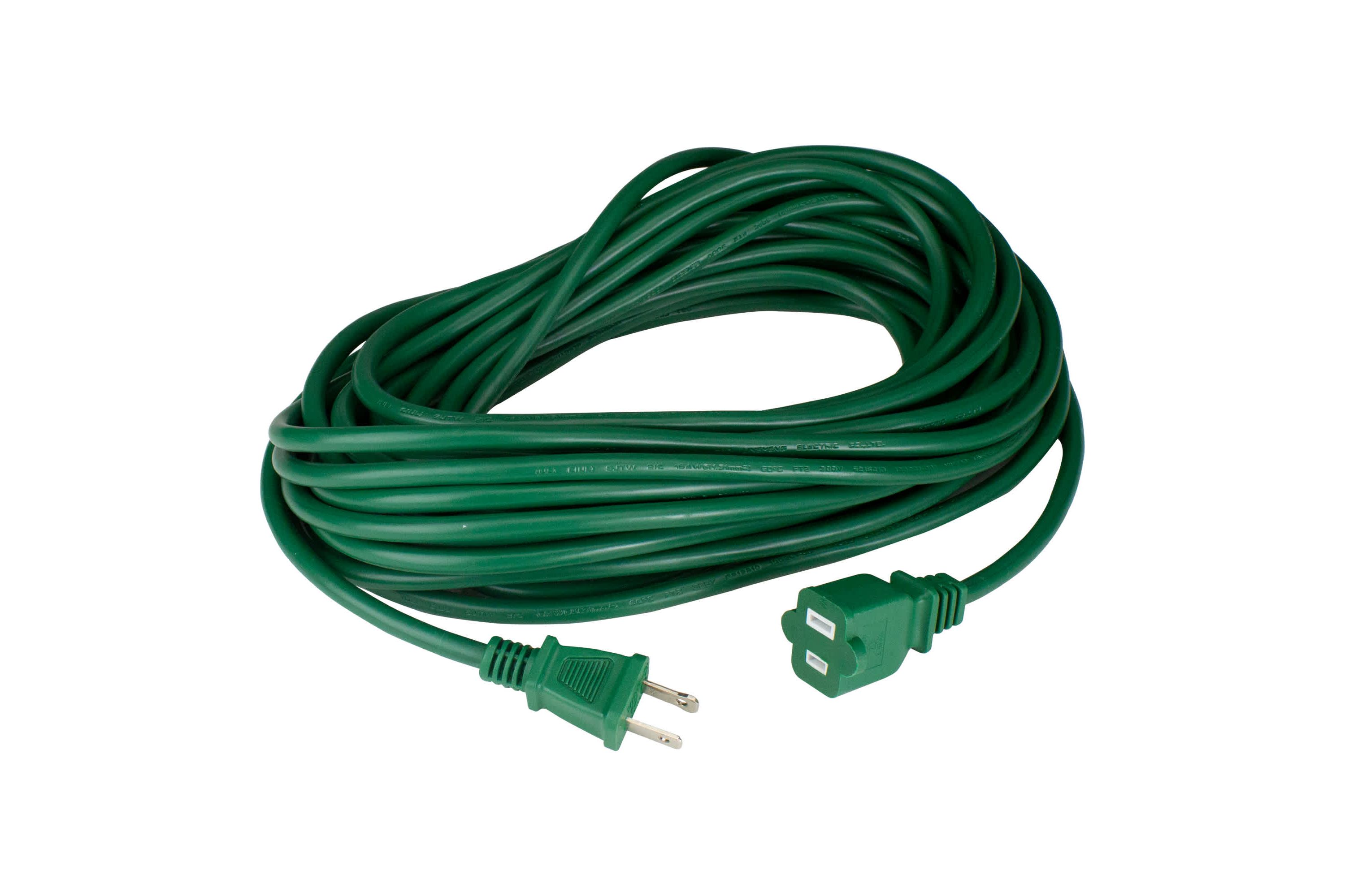 40 Green 2-Prong Outdoor Extension Power Cord with End Connector